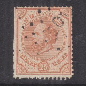 CURACAO, 1876 William, 14, large holes, 25c. Orange Brown, used.