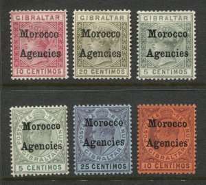 GREAT BRITAIN - OFFICES IN MOROCCO 2-3, 12, 27-28, 30 Mint, LH HR F-VF CV 85 2/3 