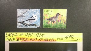 Latvia 2018 Birds Issue Scott# 994-995 Mint XF NH CPL (2)