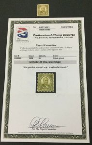 MOMEN: US #589 MINT OG LH **PSE GRADED CERT XF-90J** #30626