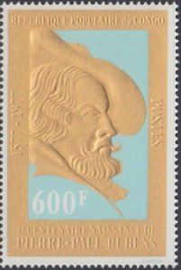 CONGO PEOPLE's REPUBLIC Sc# 418 GOLD EMBOSSED PETER PAUL RUBENS 400th ANN