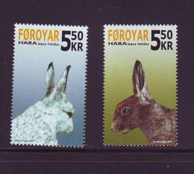 Faroe Islands Sc 454-5 2005 Rabbits stamp set mint NH