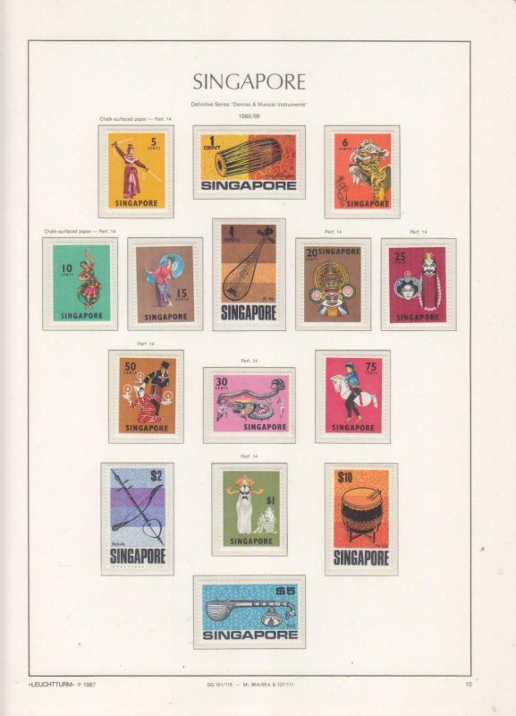 SINGAPORE, 1968 definitive set of 15, mnh.