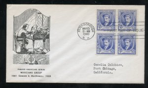 US 882 M=12A Edward MacDowell Famous American Davenport cachet FDC ADDR 