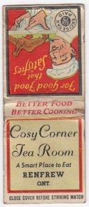 Canada Revenue 1/5¢ Excise Tax Matchbook COSY CORNER TEA ROOM Renfrew