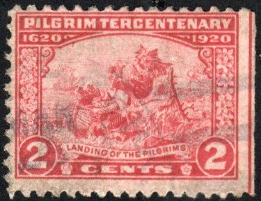 SC# 549 - (2c) -  Pilgrim Tercentenary - Landing of the Pilgrims, Used Single