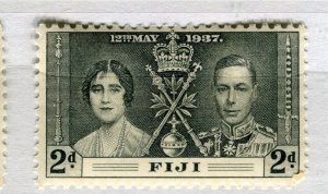 FIJI; 1937 early GVI Coronation issue fine Mint hinged 2d. value