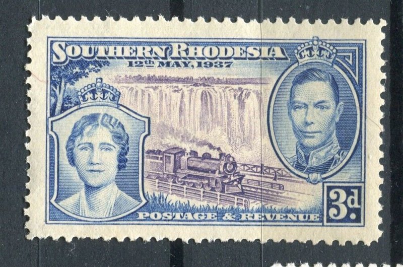RHODESIA; SOUTHERN 1937 early Coronation issue Mint hinged 3d. value
