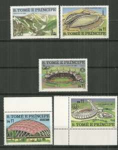 1980 St. Thomas & Prince 567-71 Olympics Venues C/S of 5 MNH