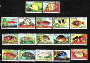 Cocos Is.-Sc#34-50- id10-unused NH set-Fish-Marine Life-1979-80-