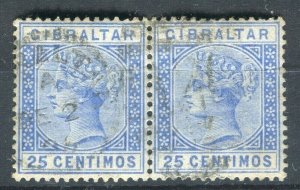 GIBRALTAR; 1890s early QV issue fine used 25c. Pair