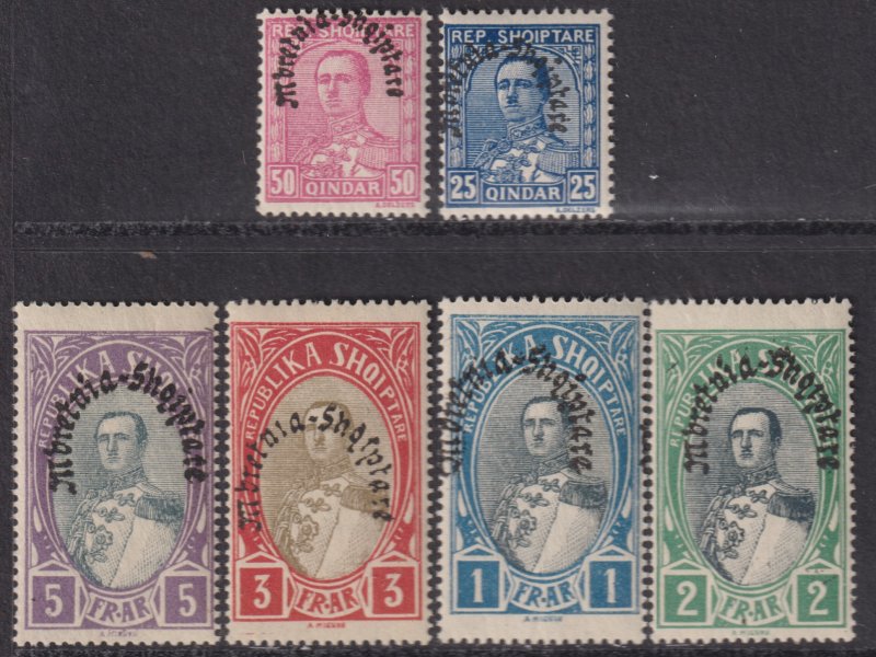 1928 Albania King Zog black overprint short set MNH Sc# 232 // 237 CV $30.64 #1