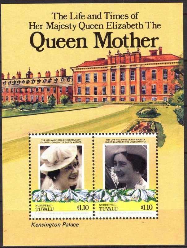 Tuvalu - Nukufetau 1985 Queen Mother Elizabeth II Castles S/S MNH