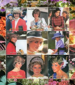 Sao Tome and Principe 2005 Diana,Princess of Wales Sheetlet #2 Perforated MNH