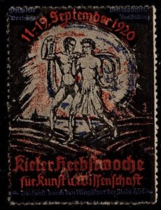 1920 German Poster Stamp September Sisterhood Kiel Autumn Week Art And Science