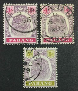 MOMEN: MALAYA PAHANG SG #14-16 1895-99 USED £50 LOT #62612