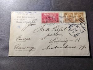 1926 USA Cover Cleveland OH to Leipzig Germany Philatelic Club