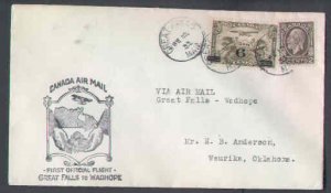 Canada-cover  #7501-6c Airmail+2c KGV Medallion-First Flight,G