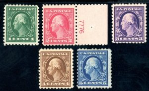 USAstamps Unused FVF US 1914 Perf 10 Scott 424, 425 OG MNH 426, 427, 428 MH 