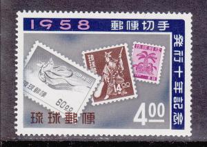 Ryukyu # 43, First Stamps 10th Anniversary, Mint Never Hinged,