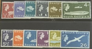 SOUTH GEORGIA 1963 SET TO 2/6 SG1/12 VERY LIGHTLY MOUNTED MINT