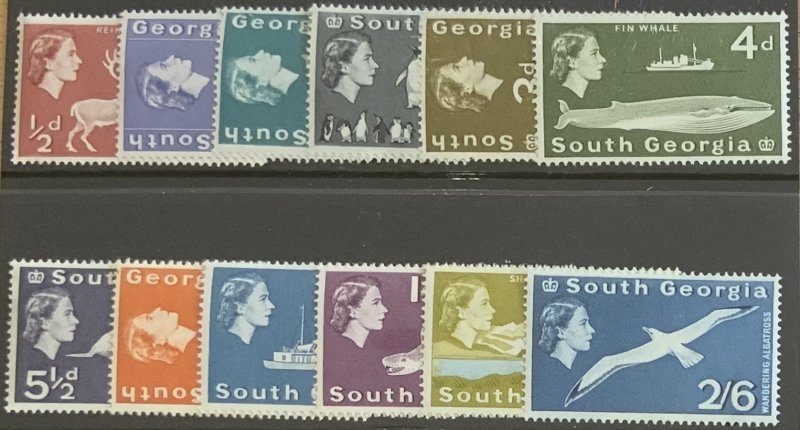 SOUTH GEORGIA 1963 SET TO 2/6 SG1/12 VERY LIGHTLY MOUNTED MINT