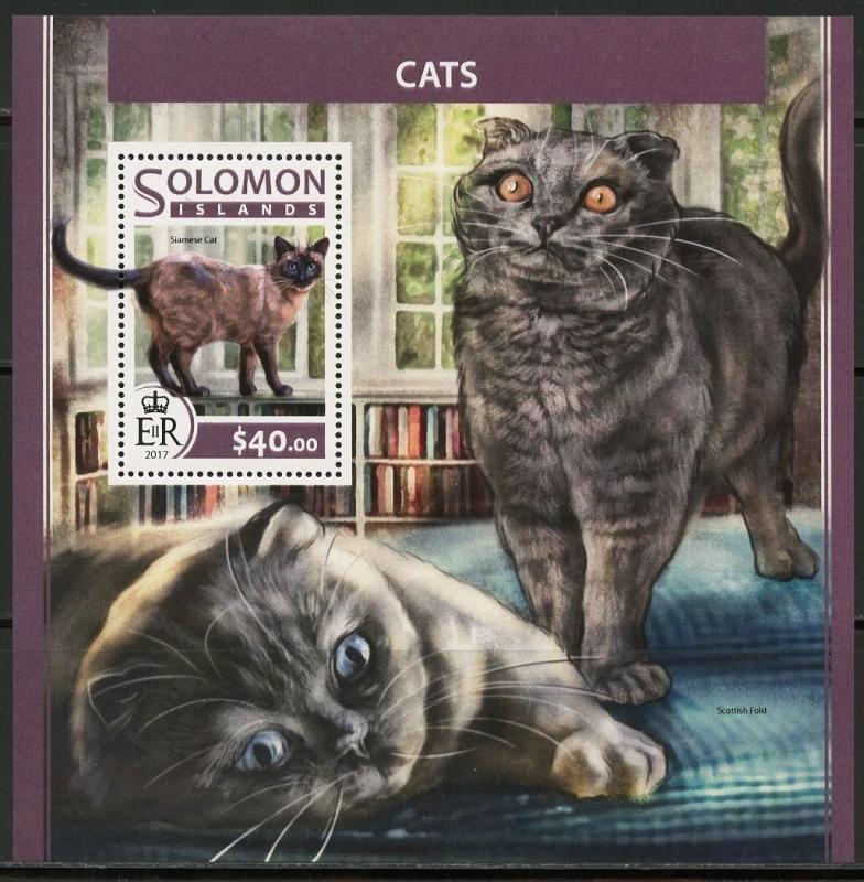 SOLOMON ISLANDS 2017 CATS  SOUVENIR SHEET  MINT NH