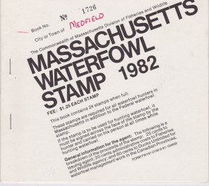 KAPPYSSTAMPS ID9135 MA9 1982 MASSACHUSETTS STATE DUCK BOOKLET 1 PANES 12 STAMPS