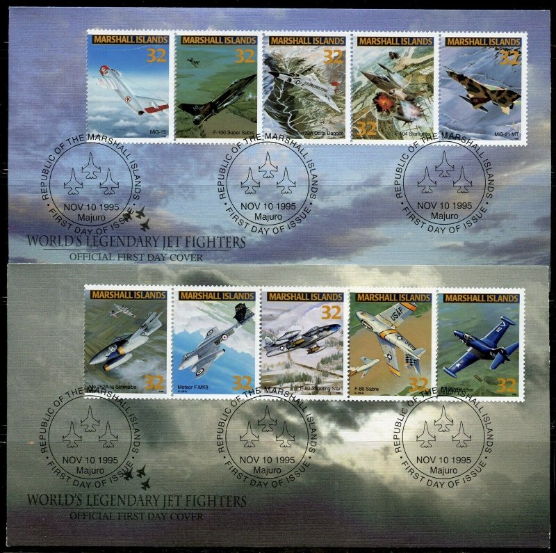 MARSHALL ISLANDS 1995  AIRCRAFT OF THE US NAVY SET ON FIVE FIRST DAY COVERS  