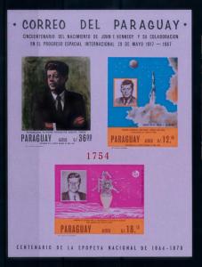 [72415] Paraguay 1967 Space Travel Weltraum Kennedy Imperf. Sheet MNH