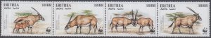 ERITREA Sc # 261a-d MNH STRIP of 4 DIFF WW -  BEISA ORYX, ENDANGERED SPECIES