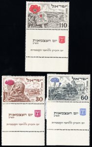 Israel Stamps # 62-4 MNH XF With Tabs