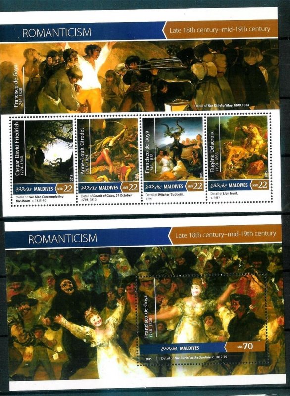 Maldive Islands - Paintings - ROMANTISM - Set + S.S. - MNH