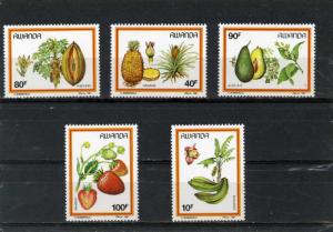 RWANDA 1987 FLORA FRUIT SET OF 5 STAMPS MNH