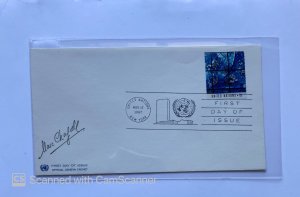 UN FDC, RELIGIOUS STAMPED GLASS STAMP, POSTMARKED 1967