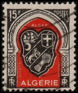 Algeria 225 - Used - 15fr Arms of Algiers (1948) +