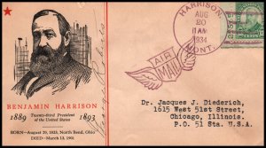 US Benjamin Harrison Harrison,MT 1934 Linprint Cover