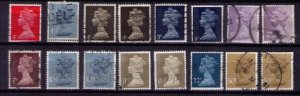 SG Great Britain Machin Lot Queen Elizabeth II Used With Duplicates (32 ea )F-VF