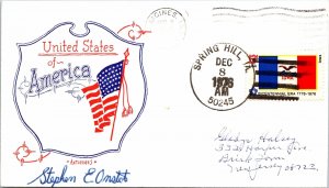 USA FLAG CACHET COVER CANCELLED SPRING HILL IOWA 1976 SIGNED BY POSTMASTER