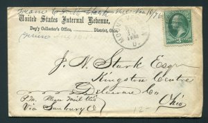 1876 U.S. Internal Revenue IRS - Mount Vernon, Ohio to Kingston Centre, Ohio