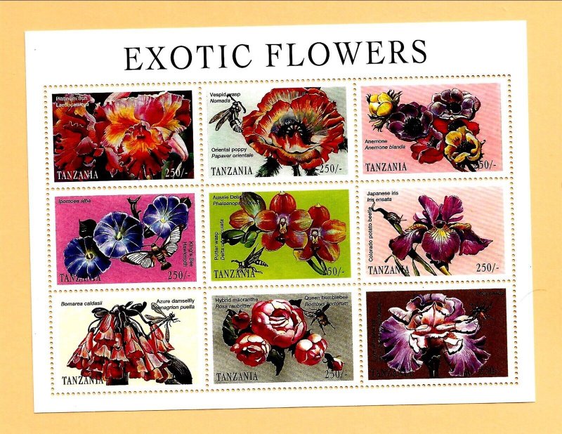 TANZANIA Sc 1685 NH MINISHEET of 1998 - FLOWERS. SC$14