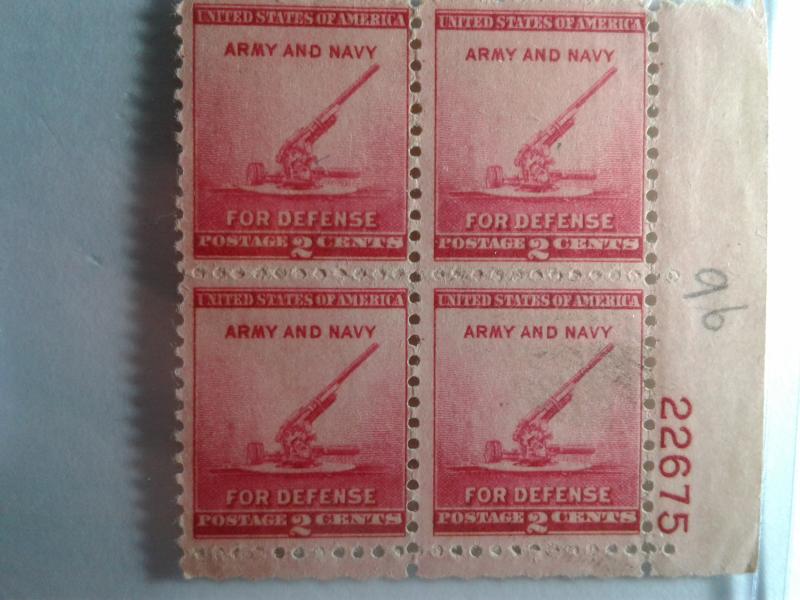 SCOTT # 900 FOR DEFENSE ARMY AND NAVY PLATE BLOCK  MINT NEVER HINGED GEM