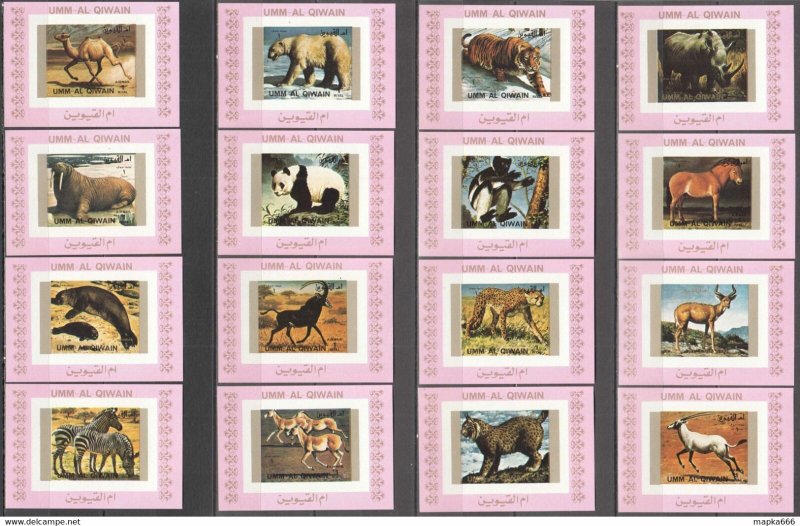 Imperf 1972 Umm Al Qiwain Animals Fauna Michel #1370-85 32 Euro 16Bl ** Ar176