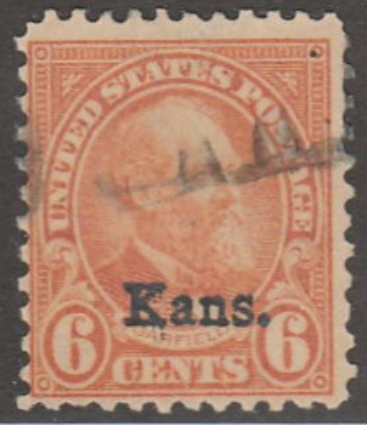 U.S. Scott #664 Garfield Kansas-Nebraska Stamp - Used Single