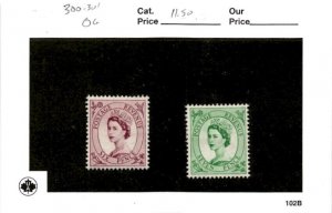 Great Britain, Postage Stamp, #300-301 Mint Hinged, 1952 Queen Elizabeth (AH)