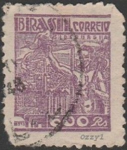 Brazil #561 1942 600r Violet Steel Industry USED-Poor-NH.