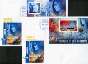 LIBERIA 2023 TRIBUTE TO THE OCTOBER 7th VICTIMS SET OF TWO SOUVENIR SHEET FDCs