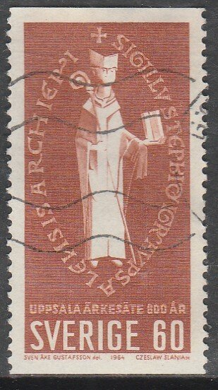 SWEDEN 646, 60o SEAL OF ARCHBISHOP STEPHEN. USED SINGLE. VF. (452)