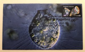 2023 Life Magnified FDC HAND CRAFTED FOLDED CACHET Microscope Protozoans