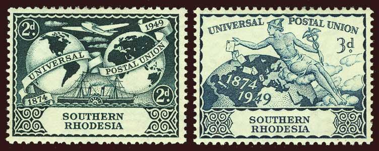 SOUTHERN RHODESIA 1949 UPU Scott #71-72 (SG 68-69) VLH/HR